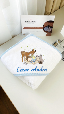 Prosoape brodate - Prosop cu capison bebelus personalizat cu nume