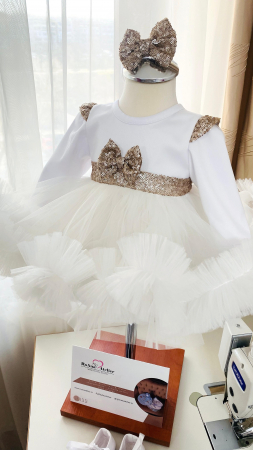 Rochita de printesa alba cu paiete aurii [1]