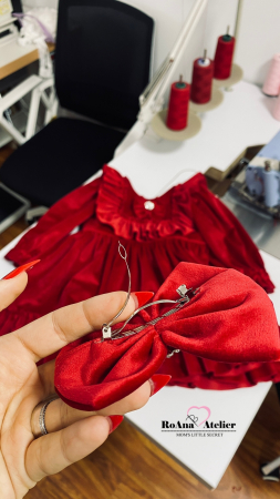 Rochita din catifea rosie cu volanase [2]