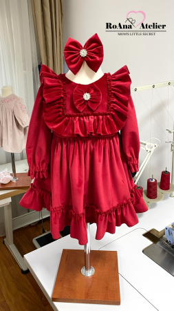 Rochita din catifea rosie cu volanase [1]