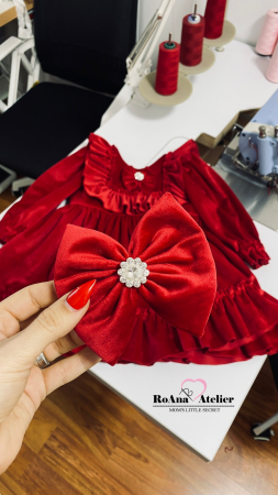 Rochita din catifea rosie cu volanase [3]