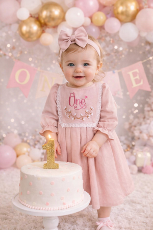 Rochita One roz cu flori bumbac [1]