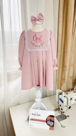 Rochite Fetite - Rochita One roz cu flori bumbac