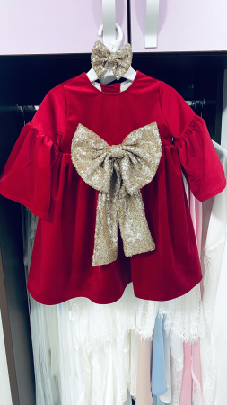 Rochite Fetite - Rochita rosie Golden Bow