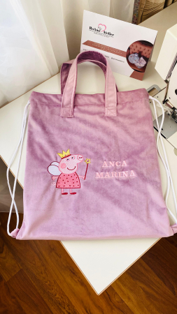 Diverse - Saculet Peppa Pig din catifea lila