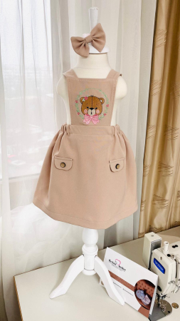 Rochite Fetite - Sarafan bej ursulet brodat