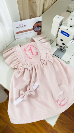 Rochite Fetite - Sarafan roz prafuit 1 anisor inimioare