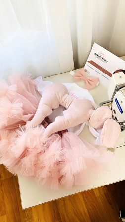 Set Botez Fetita cu Aripi Ingeras Roz Prafuit