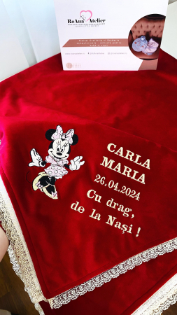 Set Cadou Prosop si Paturica Minnie personalizat nume [2]
