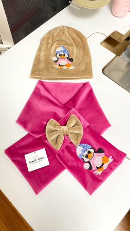 Fulare si fesuri - Set fular si fes fetite Pinguin
