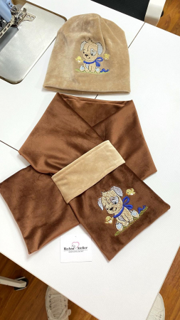Fulare si fesuri - Set fular si fes maro Catel