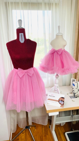 Rochite Fetite - Set Fustite Tutu Mama Fiica Roz