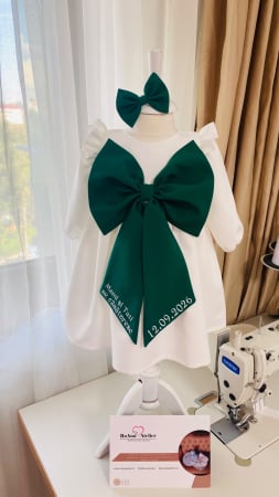 Rochite Botez - Set Rochita alba Linda cu funda verde personalizata