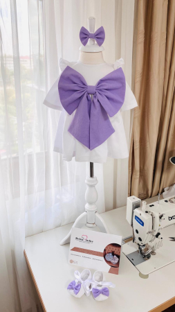 Set Rochita alba Linda cu fundita mov [1]