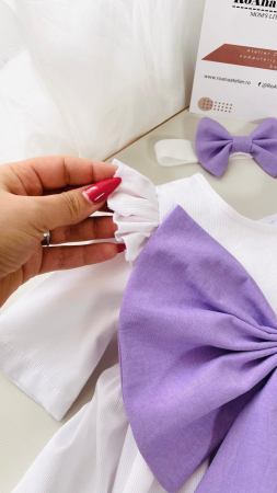 Set Rochita alba Linda cu fundita mov [2]