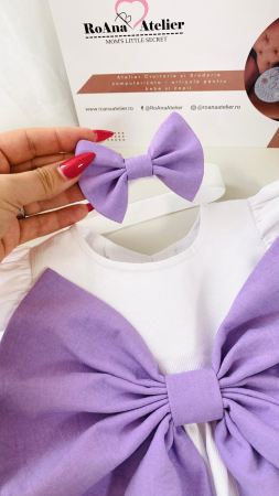 Set Rochita alba Linda cu fundita mov [3]