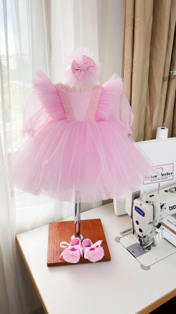 Rochii - Set Rochita Botez Mirabela cu manecute tulle