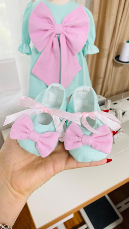 Set Rochita Candy Muselina Verde Mint Roz [5]