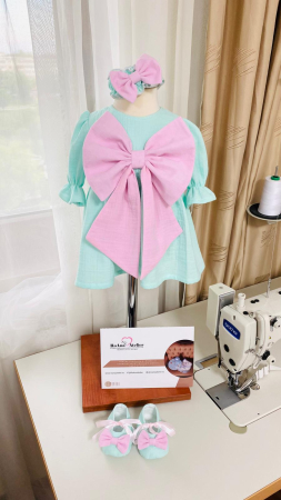 Rochite Botez - Set Rochita Candy Muselina Verde Mint Roz