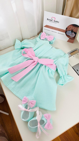 Set Rochita Candy Muselina Verde Mint Roz [2]