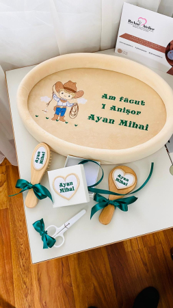 Tavite Mot Turta - Set Tavita Mot Bej Cowboy Personalizata