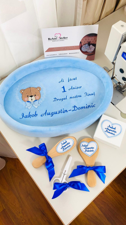 Set Tavita Mot Bleu Baietel Personalizata Ursulet [4]