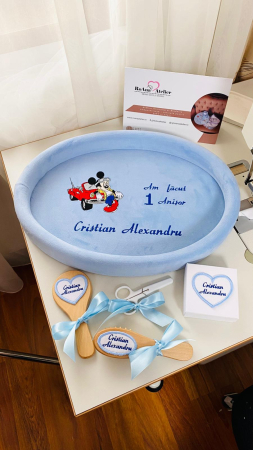 Tavite Mot Turta - Set Tavita Mot Bleu Mickey cu masina personalizata