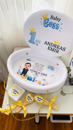 Set Tavita Mot Cu Capac Alba Baby Boss Personalizata [1]