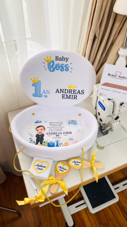 Tavite Mot Turta - Set Tavita Mot Cu Capac Alba Baby Boss Personalizata