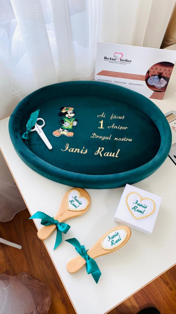 Tavite Mot Turta - Set Tavita Mot Mickey Safari verde smarald personalizata