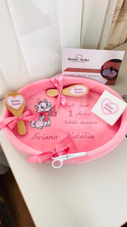 Set Tavita Turta Roz Fetita Personalizata Pisica Marie
