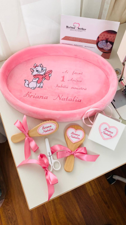 Set Tavita Turta Roz Fetita Personalizata Pisica Marie [2]