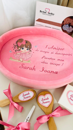Set Tavita Turta Roz Fetita Personalizata Printesa [1]