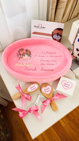 Set Tavita Turta Roz Fetita Personalizata Printesa [0]