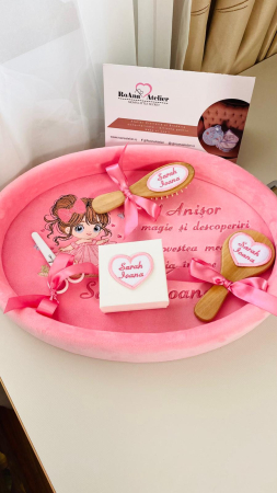 Set Tavita Turta Roz Fetita Personalizata Printesa [3]