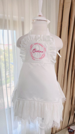 Sorturi personalizate - Sort alb cu dantela fetita personalizat nume
