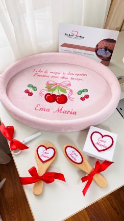 Tavite Mot Turta - Tavita Mot Catifea Roz Prafuit Ciresele personalizata