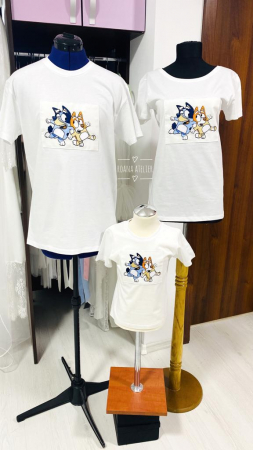 Tricouri brodate - Set tricouri familie Bluey and Bingo
