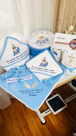 Trusouri Botez Catifea - Trusou Botez Albastru Ingeras personalizat