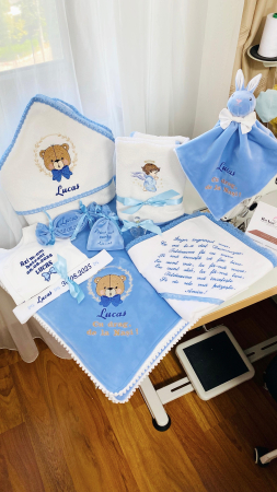 Trusouri Botez Catifea - Trusou Botez Albastru Ursulet