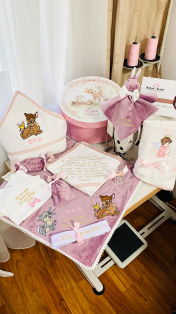 Trusouri Botez Catifea - Trusou Botez Bambi Lila personalizat