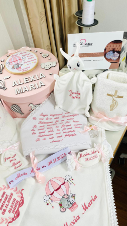 Trusou Botez Fetita Alb Elefantel Balon cu aer cald [2]