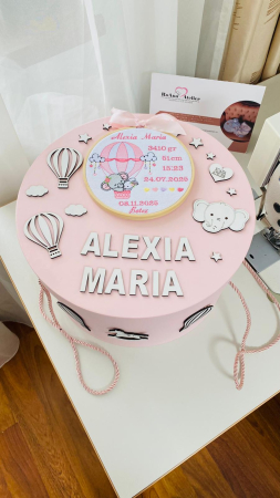 Trusou Botez Fetita Alb Elefantel Balon cu aer cald [3]