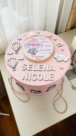 Trusou Botez Fetita Alb Elefantel Balon cu aer cald [7]