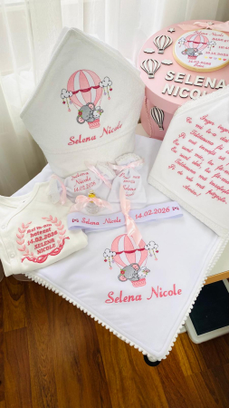 Trusou Botez Fetita Alb Elefantel Balon cu aer cald [6]