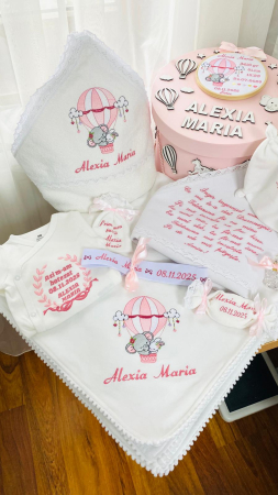 Trusou Botez Fetita Alb Elefantel Balon cu aer cald [1]