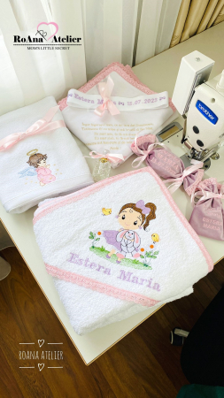 Trusouri Botez Catifea - Trusou Botez Fetita cu Iepuras 7 piese