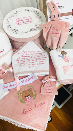 Trusou Botez Fetita Ursulet cu fundita personalizat [2]