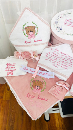 Trusou Botez Fetita Ursulet cu fundita personalizat [1]