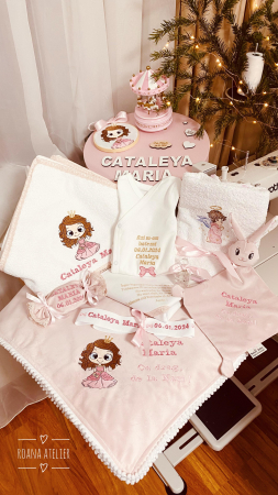 Trusouri Botez Catifea - Trusou Botez Mica Printesa Roz